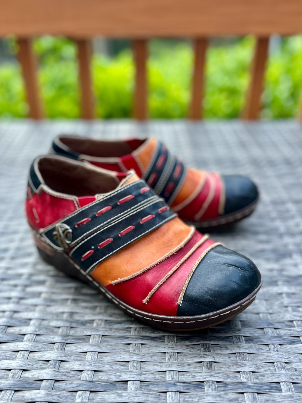 L’Artiste Spring Step Sherbet Comfort Clogs Hand-Painted Leather EU 40, US 9.5